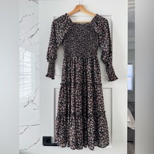 Ivy City Co Long Sleeve Floral Dress - Black and Pink
